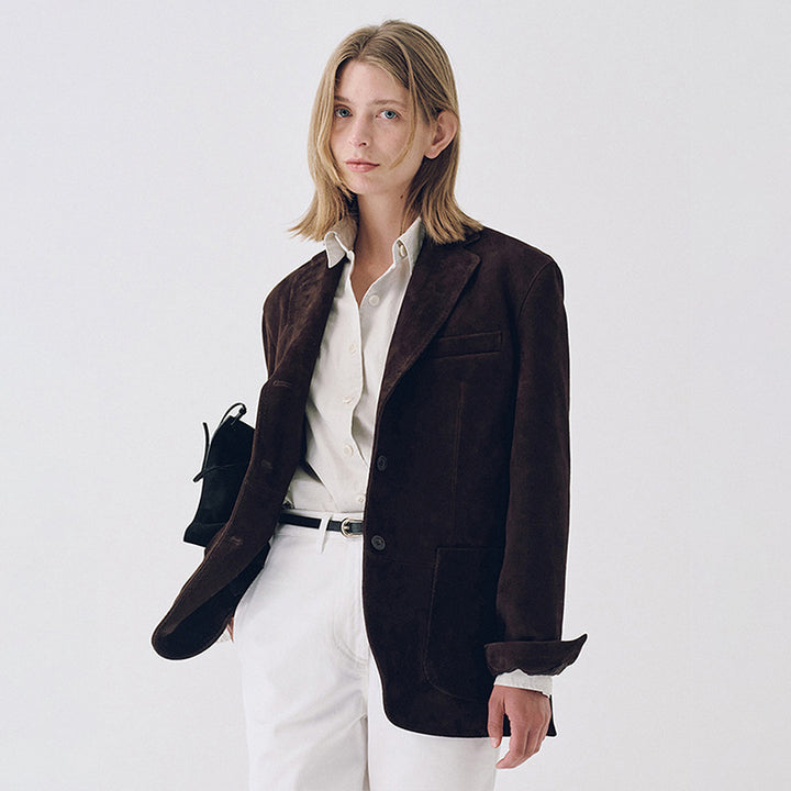 Femmes Blazer en Suède Élégant avec Poches Pratiques Chic & Stil