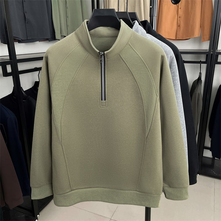 Trendy knitted sweater for men with high collar and zipper Lune London