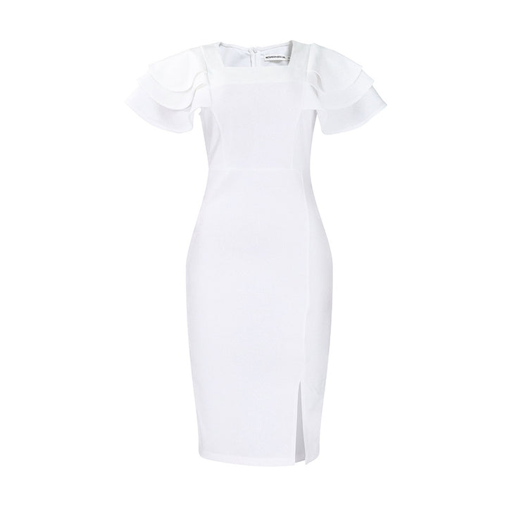 Women's midi dress with elegant ruffled details Lune London