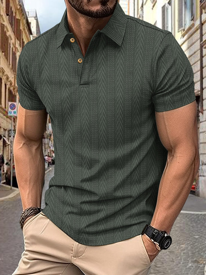 Trendy short-sleeved polo shirt for men with textured design Lune London