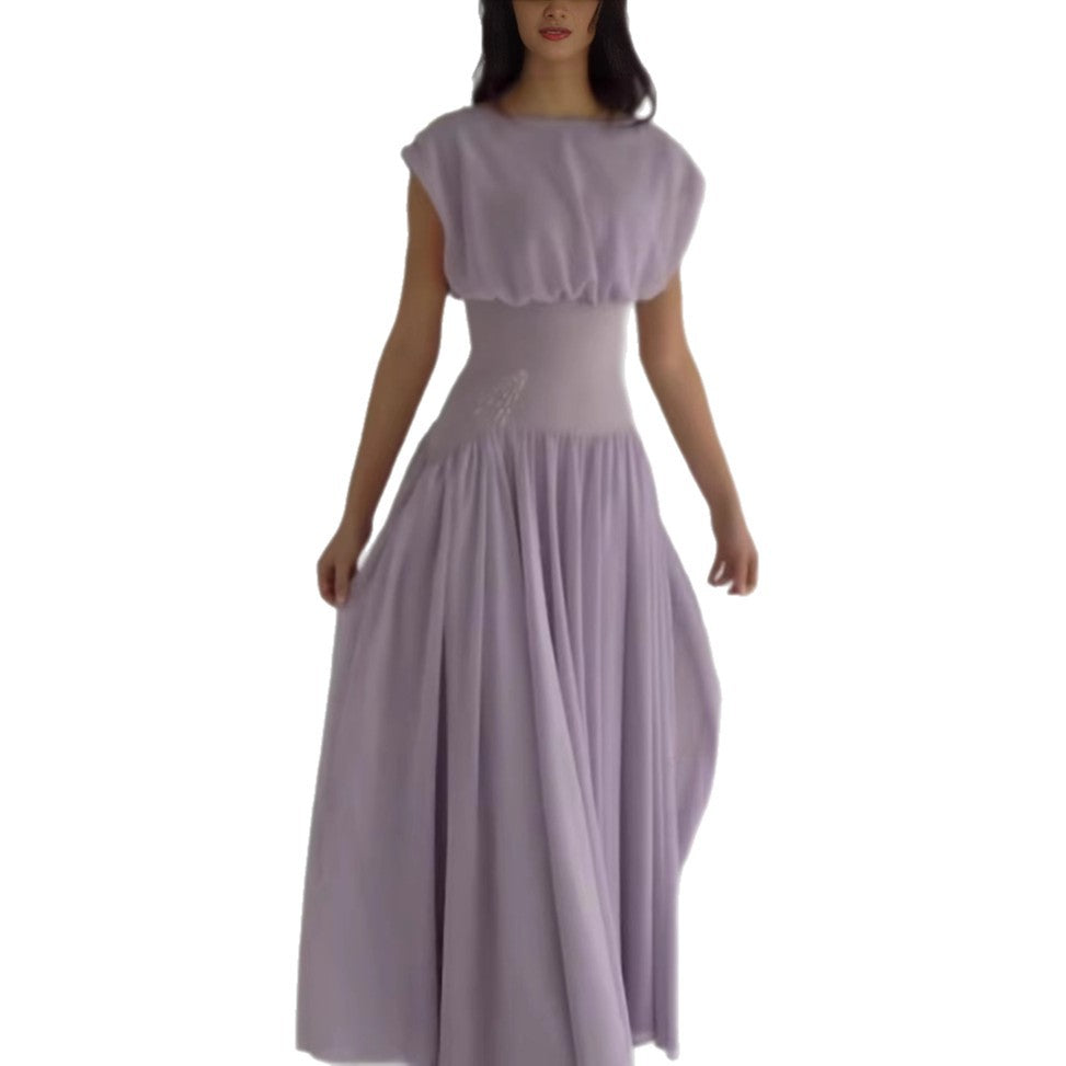 Maxi dress for ladies with elegant gathering and feminine accents Lune London