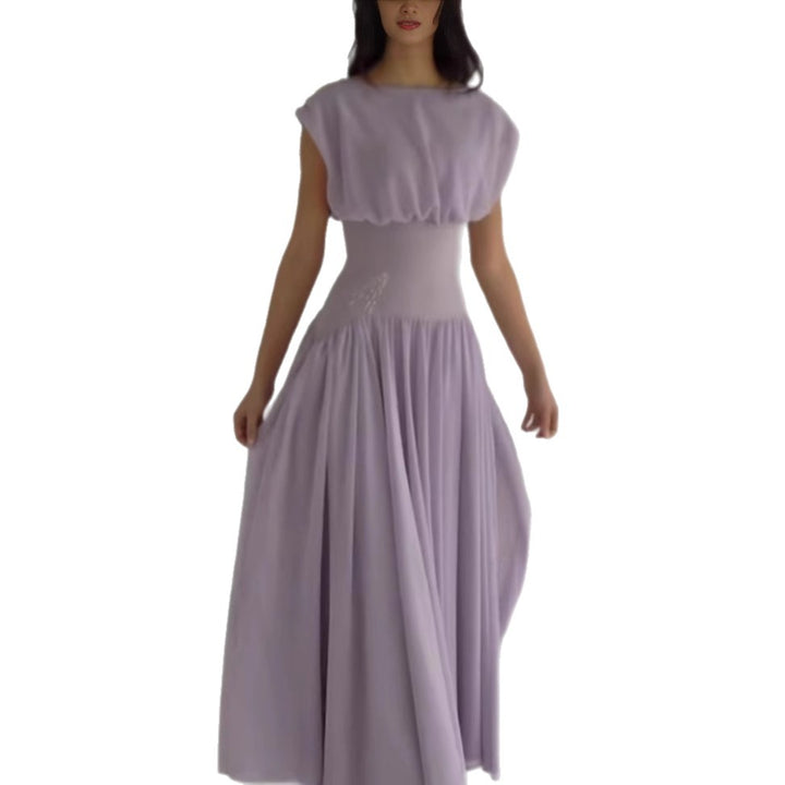 Maxi dress for ladies with elegant gathering and feminine accents Lune London