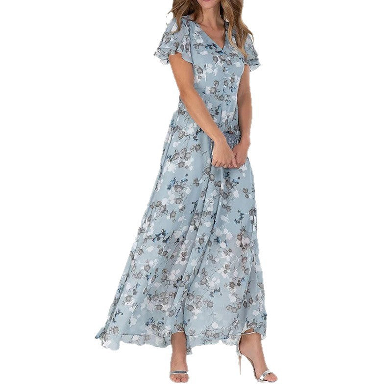 Chic and Stylish Floral Chiffon Maxi Dress for Women