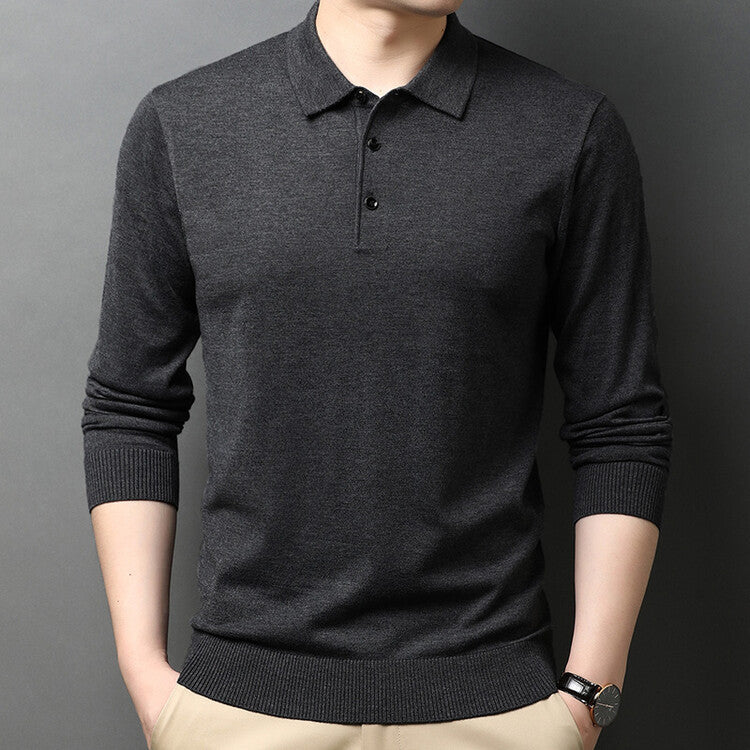 Lune London Elegant knit sweater for men with polo collar and button placket