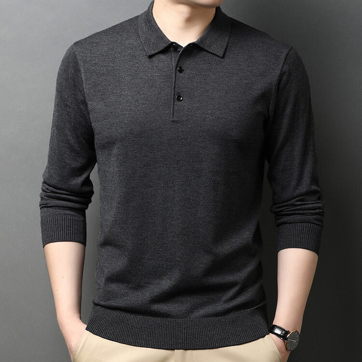 Lune London Elegant knit sweater for men with polo collar and button placket
