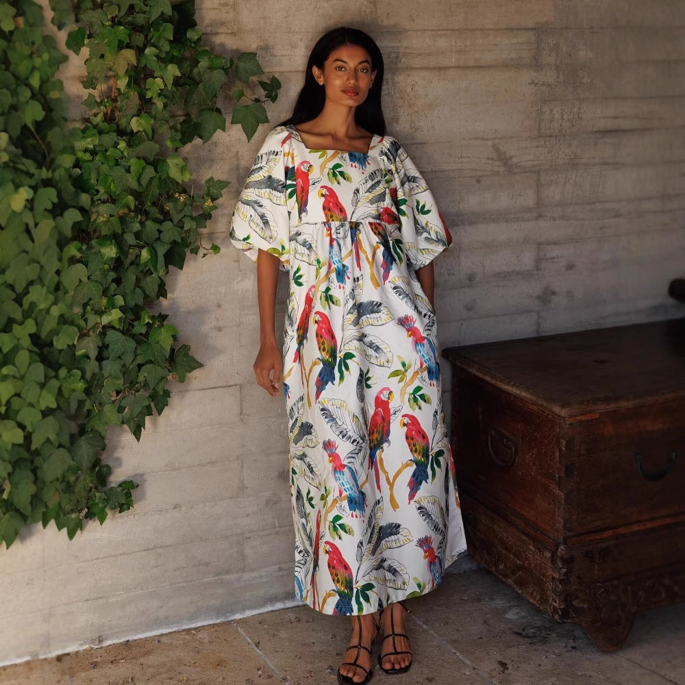 Maxi dress for women with floral patterns and airy sleeves Lune London