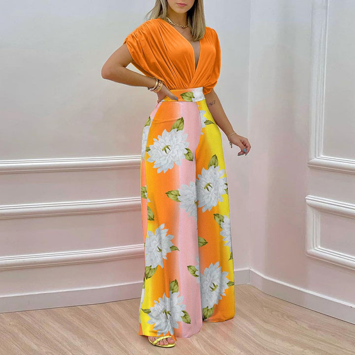 Combinaison élégante pour femmes avec décolleté en V profond et jambes larges Chic & Stil