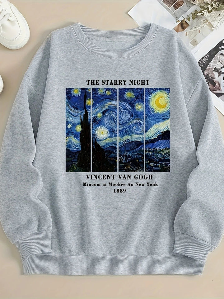 Sweat-shirt femme avec motif artistique de Van Gogh et impression moderne Chic & Stil