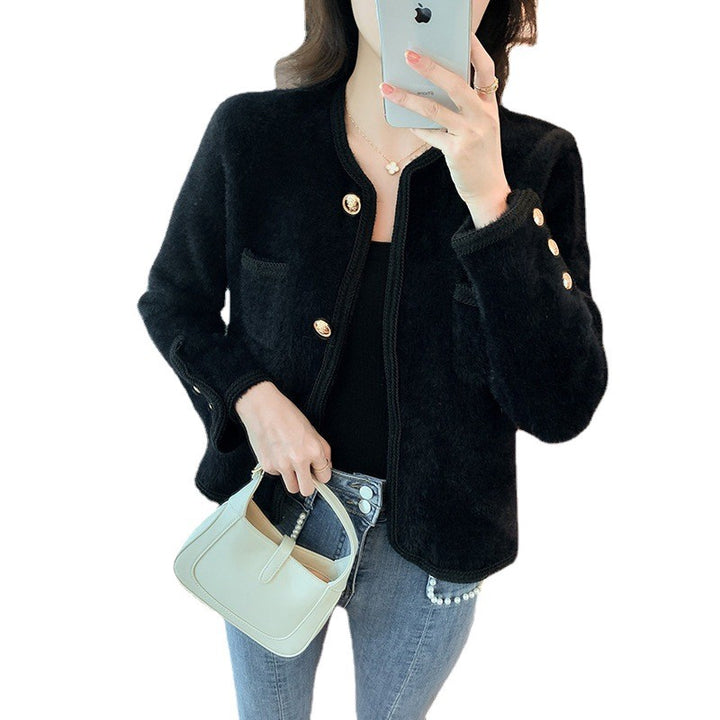 Elegant knitted jacket for women with gold buttons Lune London