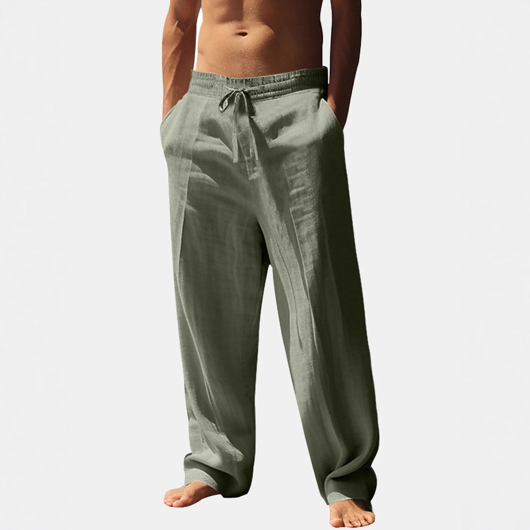 Casual linen pants for men with elastic waistband and side pockets Lune London