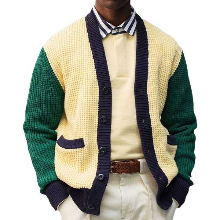 Men's knit jacket with contrasting colors and practical pockets Lune London