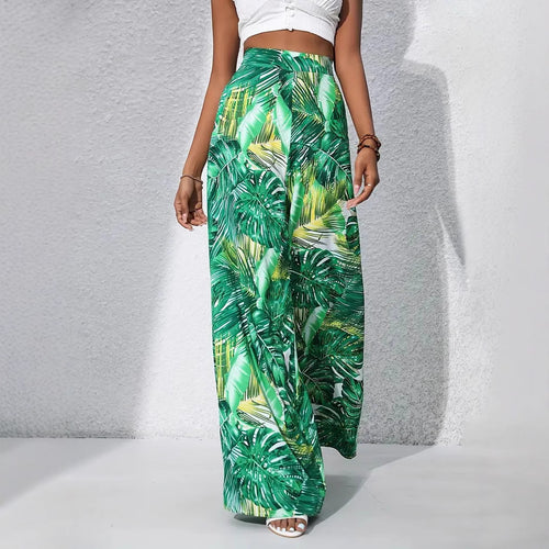 Lune London Tropical Leaf Pattern Maxi Skirt for Women