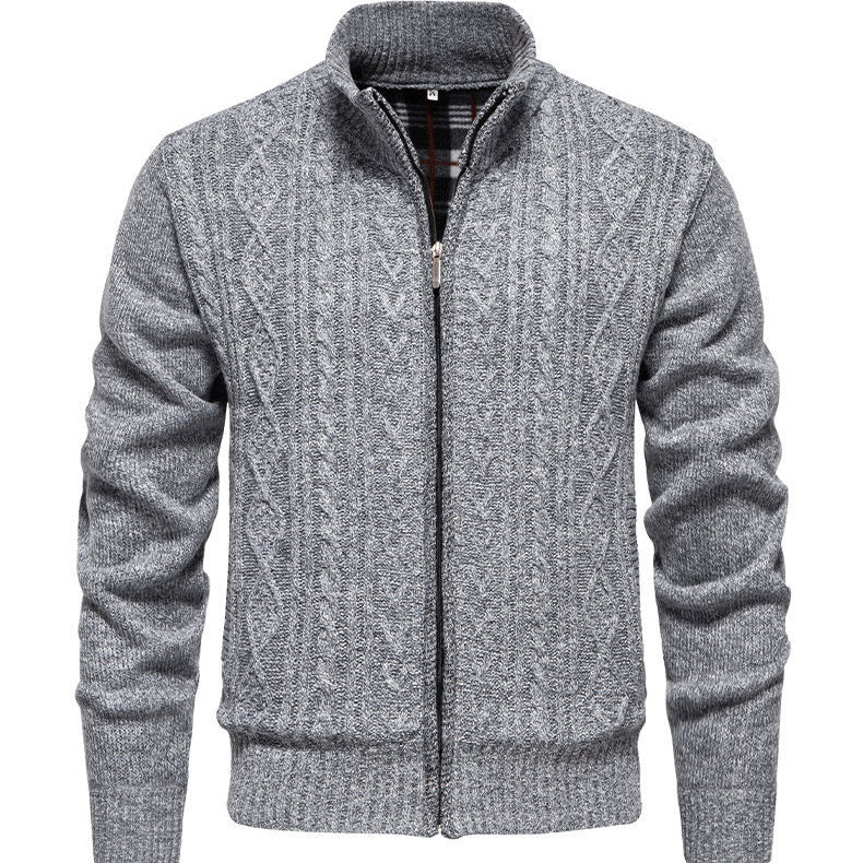 Men's knit jacket with high collar and zipper Lune London