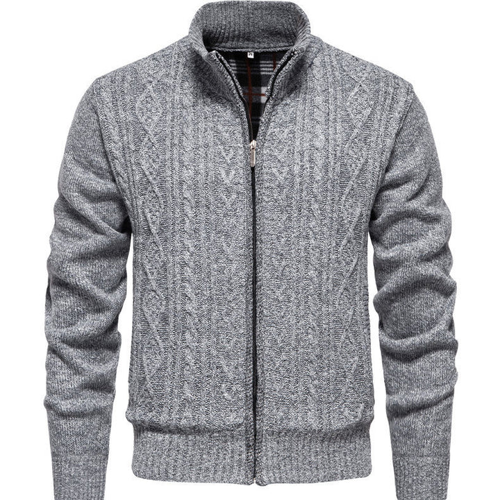 Men's knit jacket with high collar and zipper Lune London