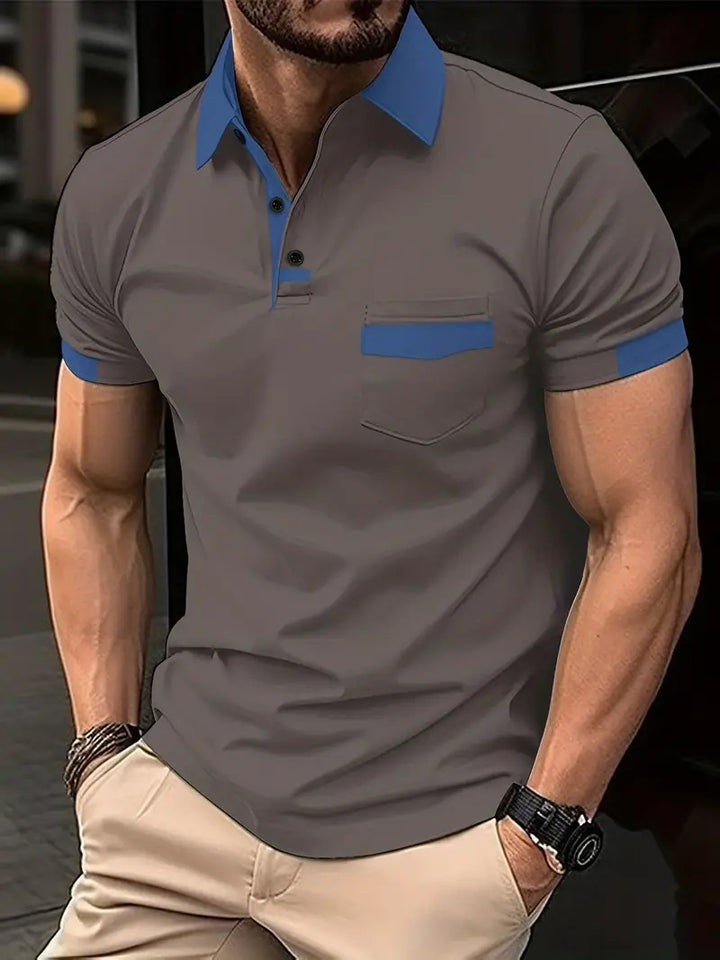 Short-sleeve leisure polo for men with contrasting pocket Lune London