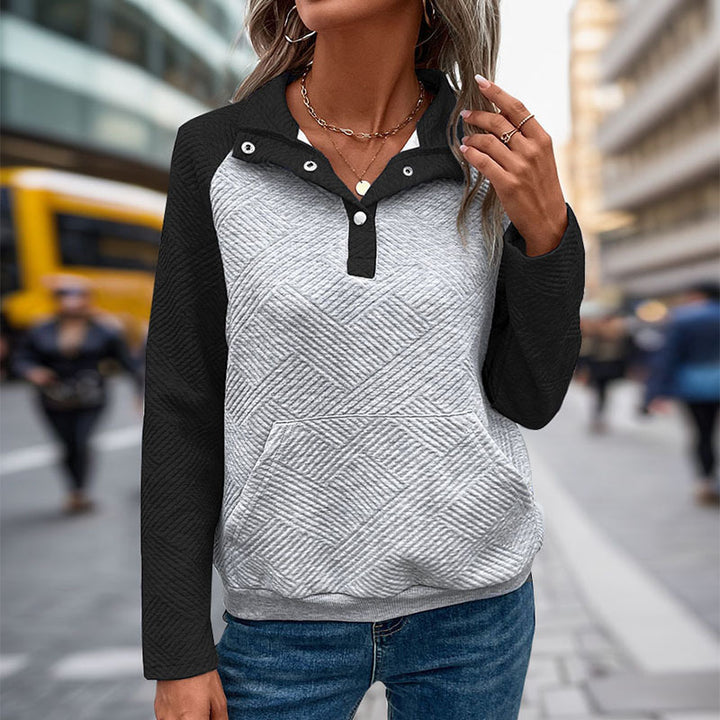 Casual women's sweater with textured design and button placket Lune London