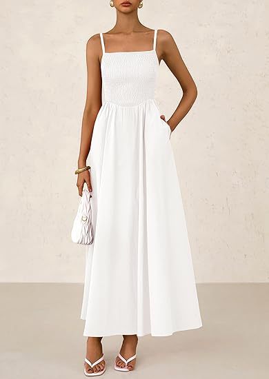 Maxi dress for women with elastic top and flowing skirt Lune London