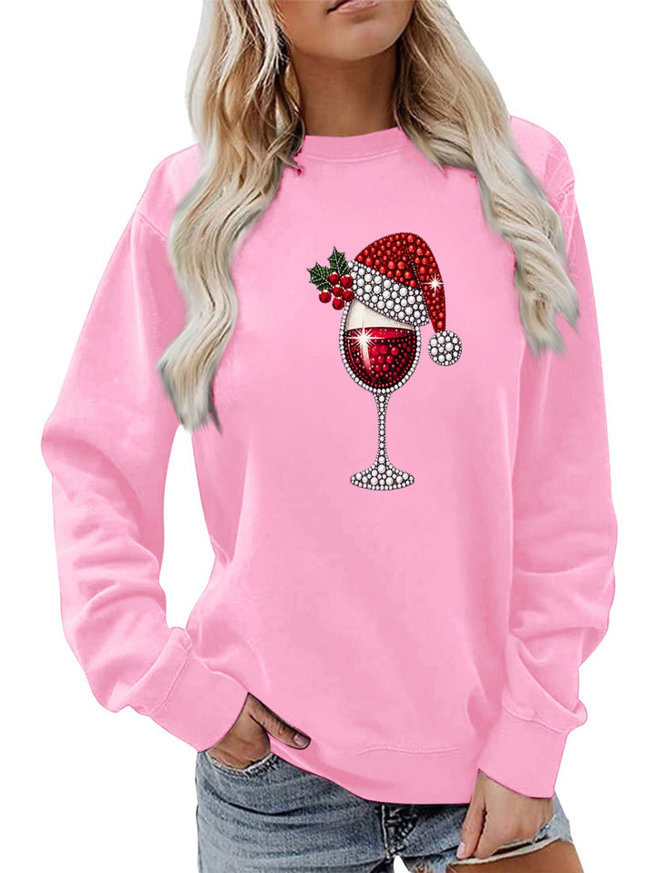 Sweatshirt pour femmes avec doublure douce et motif festif en vin Chic & Stil