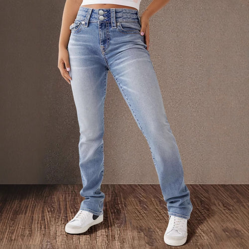 High-waisted jeans for women with decorative buttons Lune London
