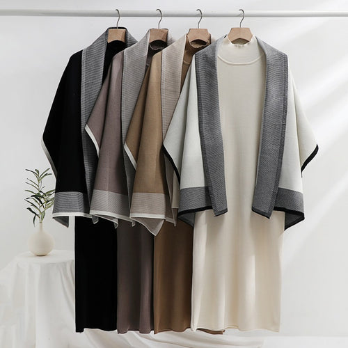 Women's knit dress with draped cardigan Lune London