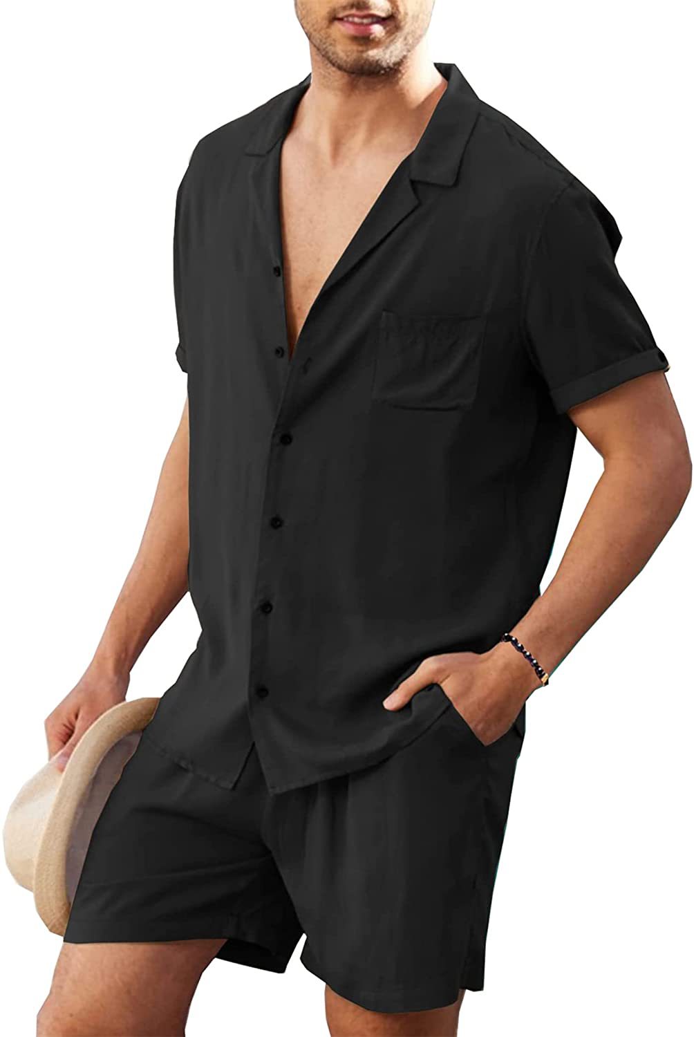 Men Casual Short Sleeve Shirt and Chic Shorts