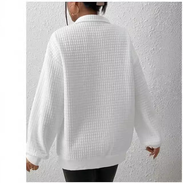 Lady Hoodie with high collar and textured fabric Lune London