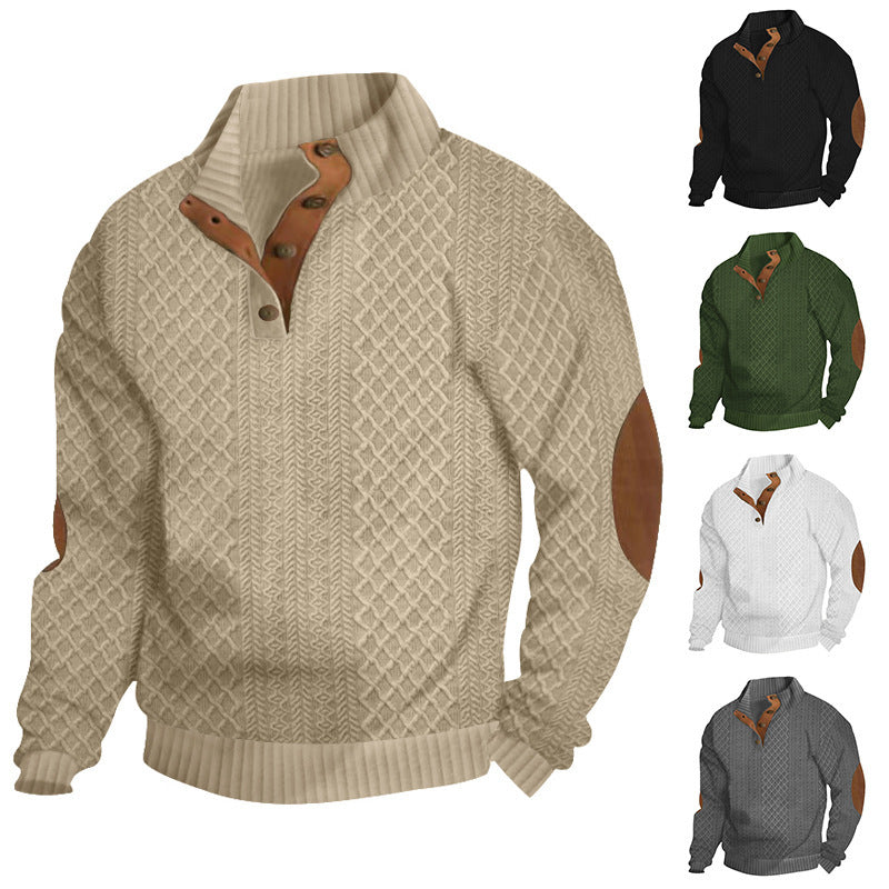 Sweatshirt for men with structured knitted pattern and leather details Lune London