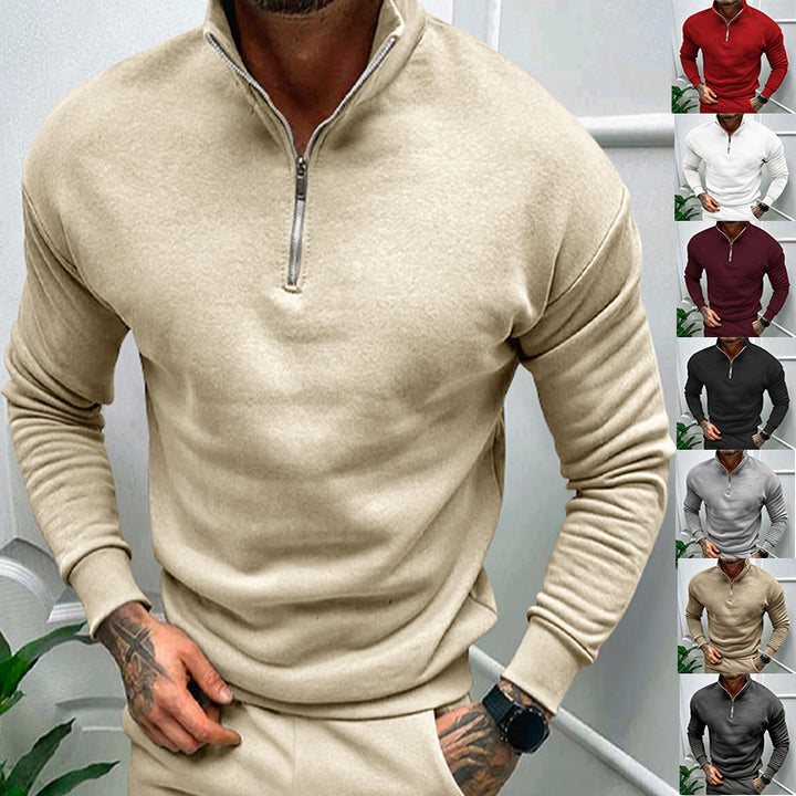 Elegant pullover for men with collar and practical zip Lune London