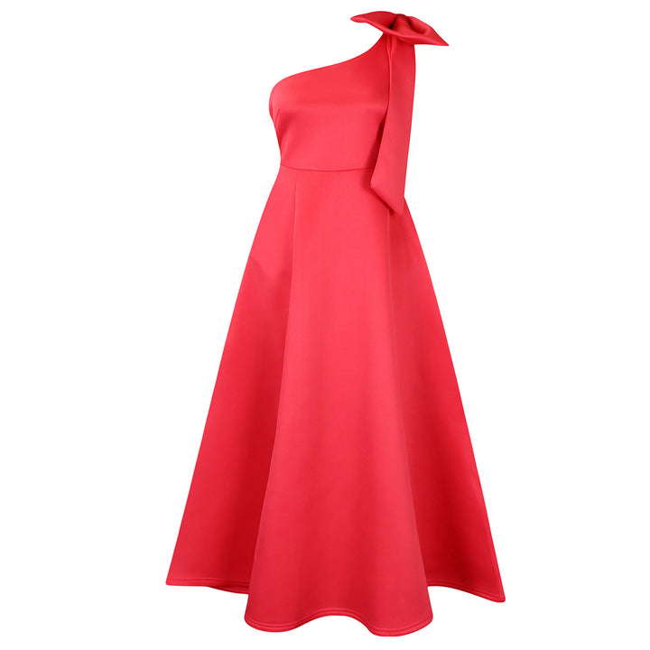 Maxi dress for women with asymmetric cut and elegant Lune London buckle