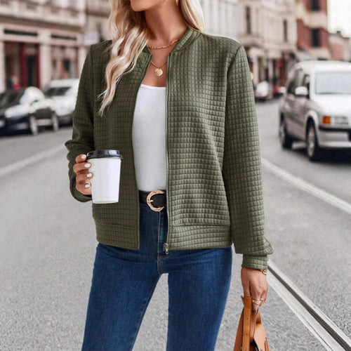 Ladies high collar quilted jacket with zipper Lune London