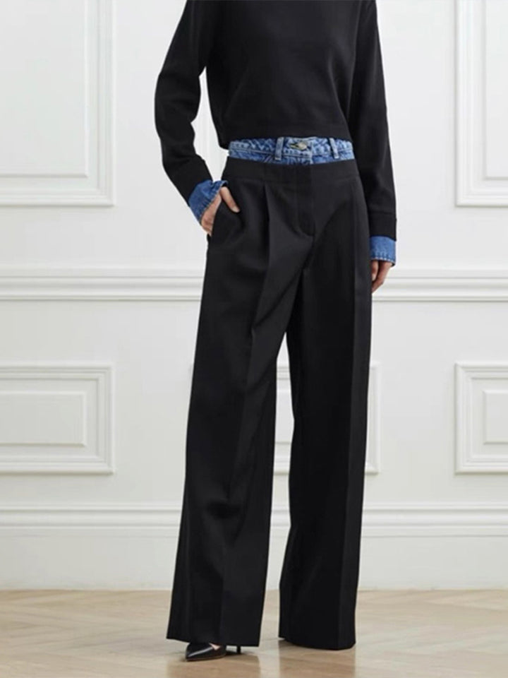 Wide business pants for ladies with an elegant structure and a prominent waist Lune London