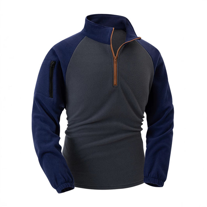 Men's Fleece Pullover with Half-Zip and Functional Pockets Lune London