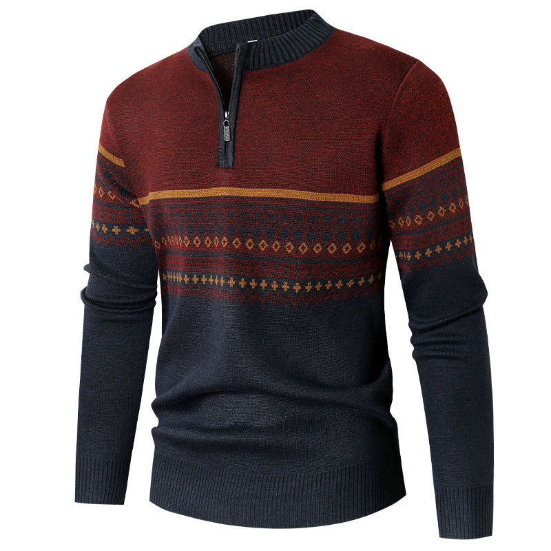 Men's sweater with modern zipper and geometric pattern Lune London