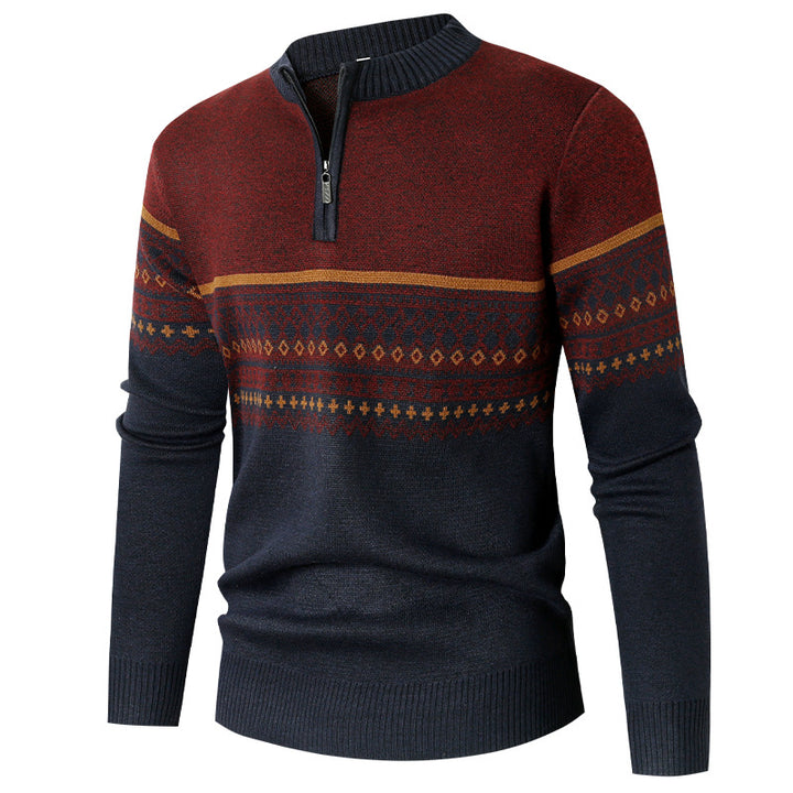 Men's sweater with modern zipper and geometric pattern Lune London