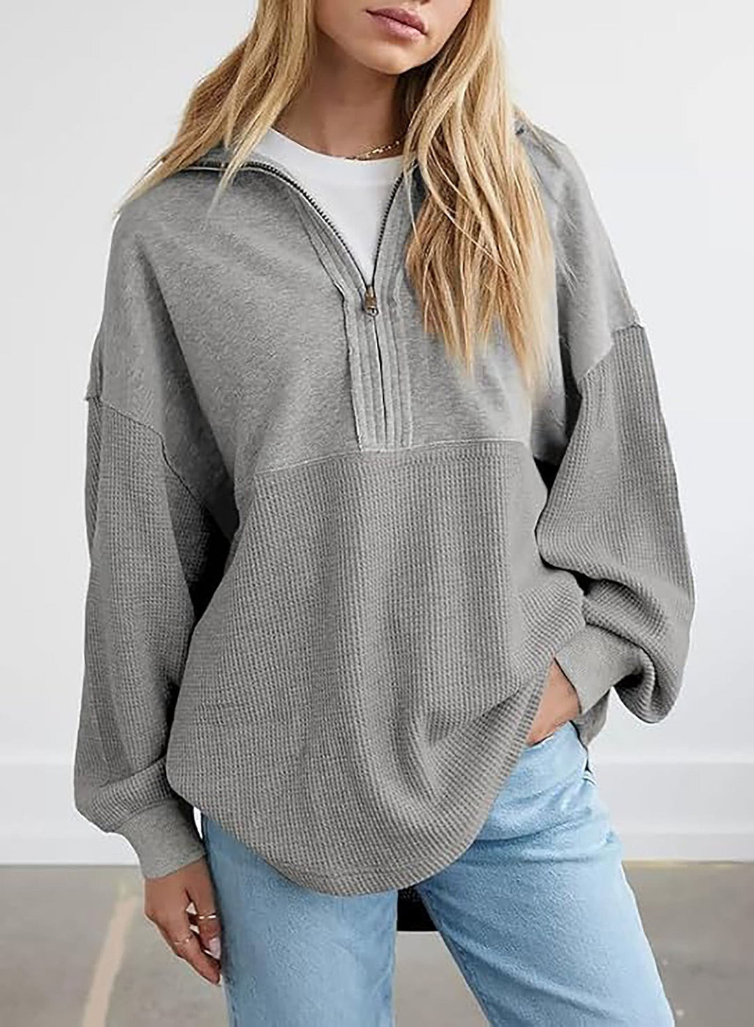 Women's casual sweatshirt with high collar and textured design Lune London