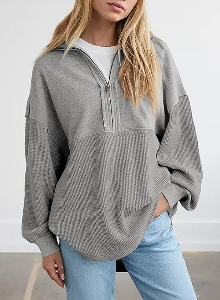 Women's casual sweatshirt with high collar and textured design Lune London