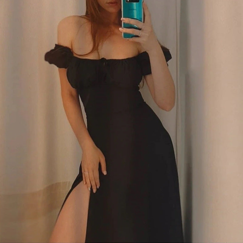 Robe maxi femme avec design off-the-shoulder et manches bouffantes volumineuses Chic & Stil