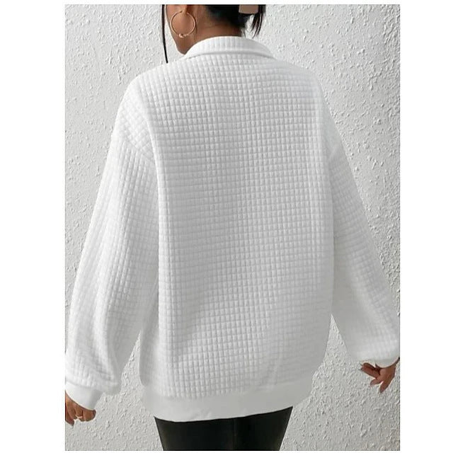 Casual sweatshirt for women with high collar and embossed pattern Lune London