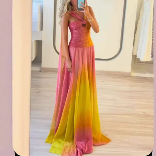 Women's maxi dress with flowing skirt and elegant straps Lune London