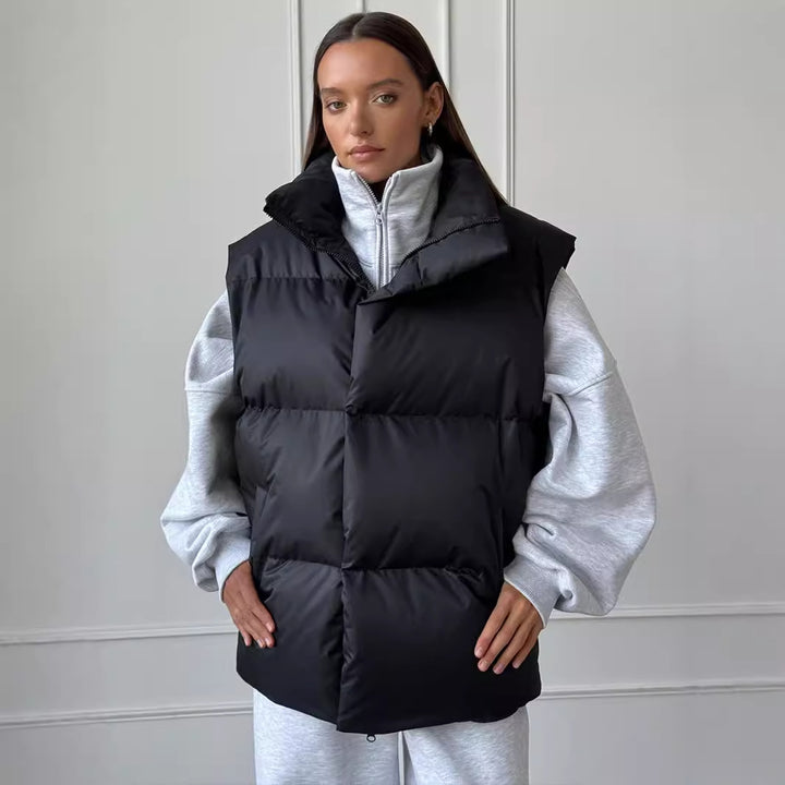 Women Quilted Gilet with High Collar Lune London