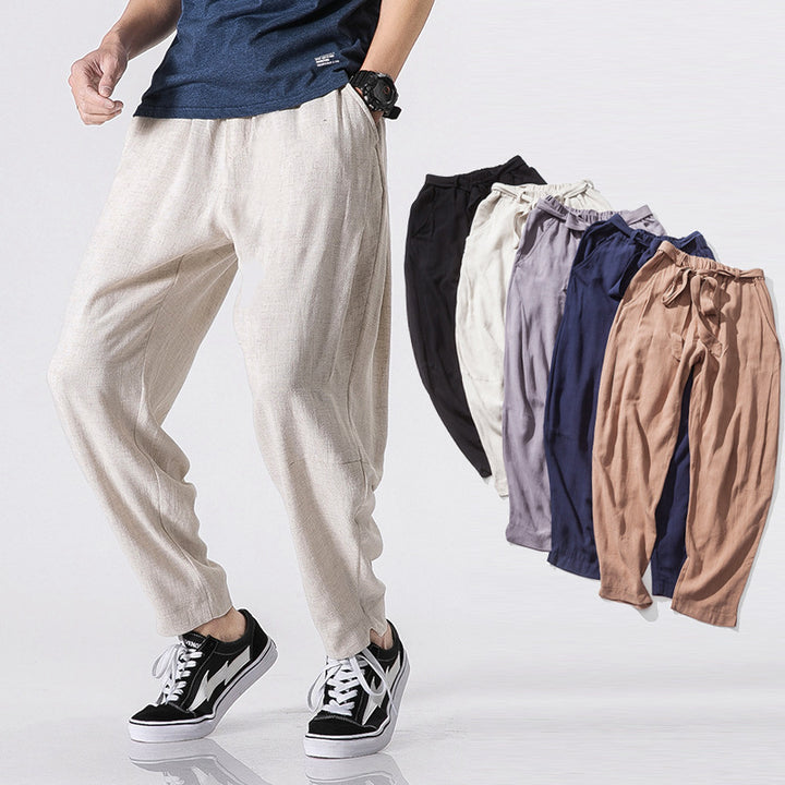 Casual harem pants for men in breathable linen material Lune London