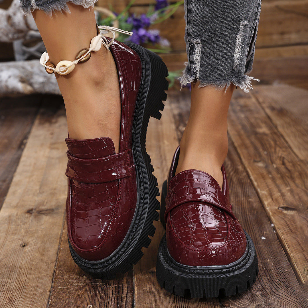 Women's Loafers with Modern Croco Design and Robust Profile Lune London