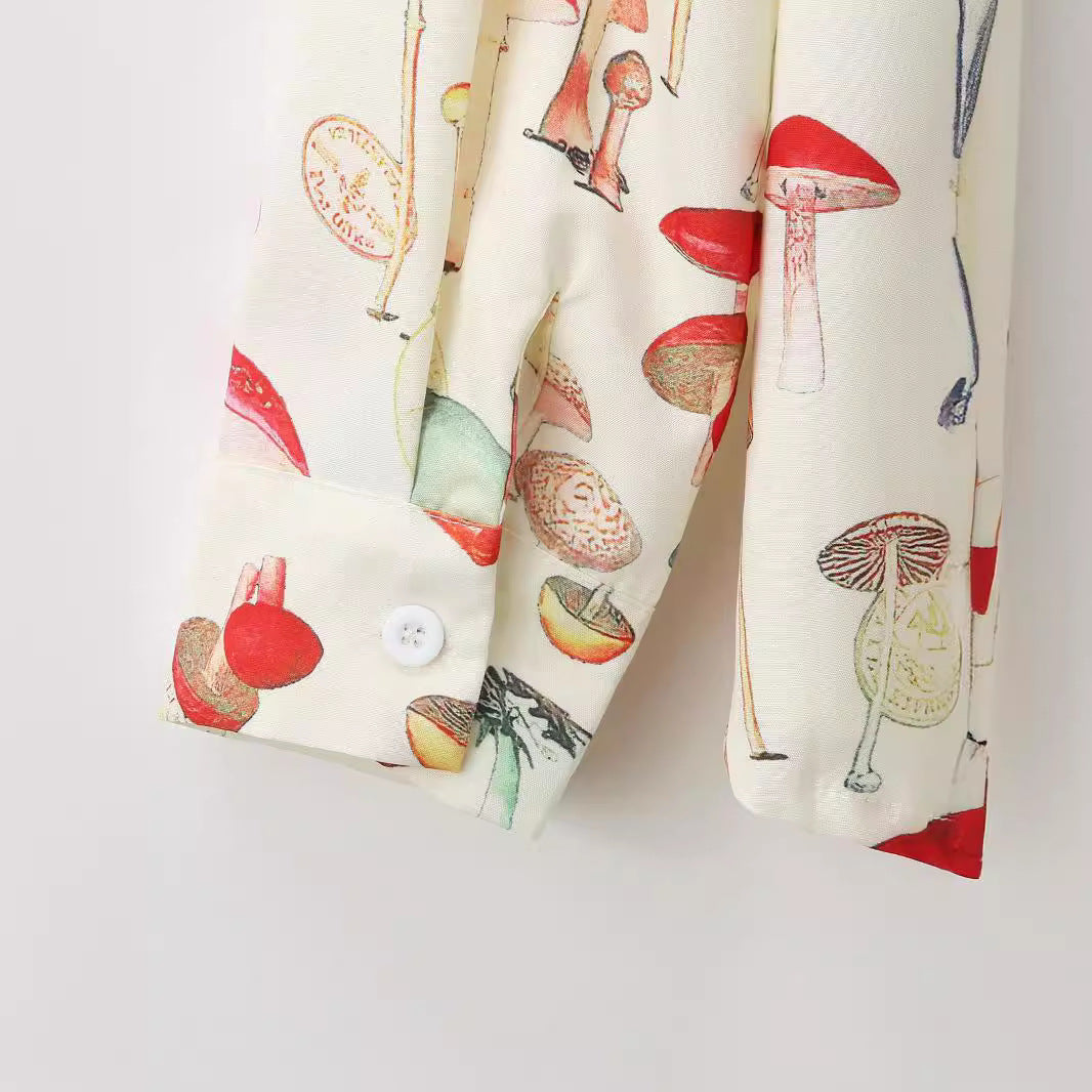Long sleeve shirt for women with a creative mushroom pattern and high-quality materials Lune London
