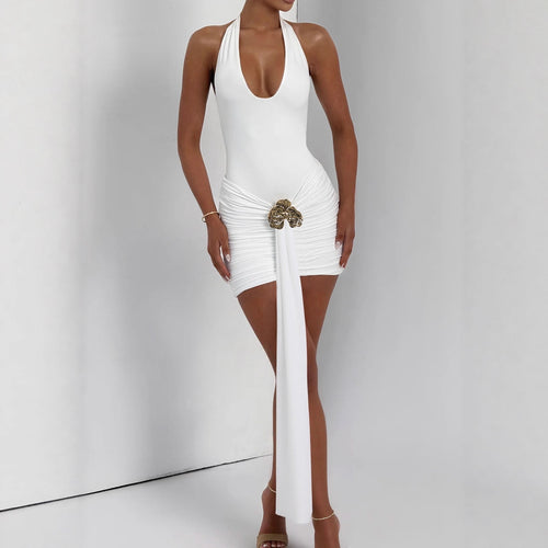 Women Elegant Cut-Out Mini Dress with Wrap Look and Glamorous Details Lune London