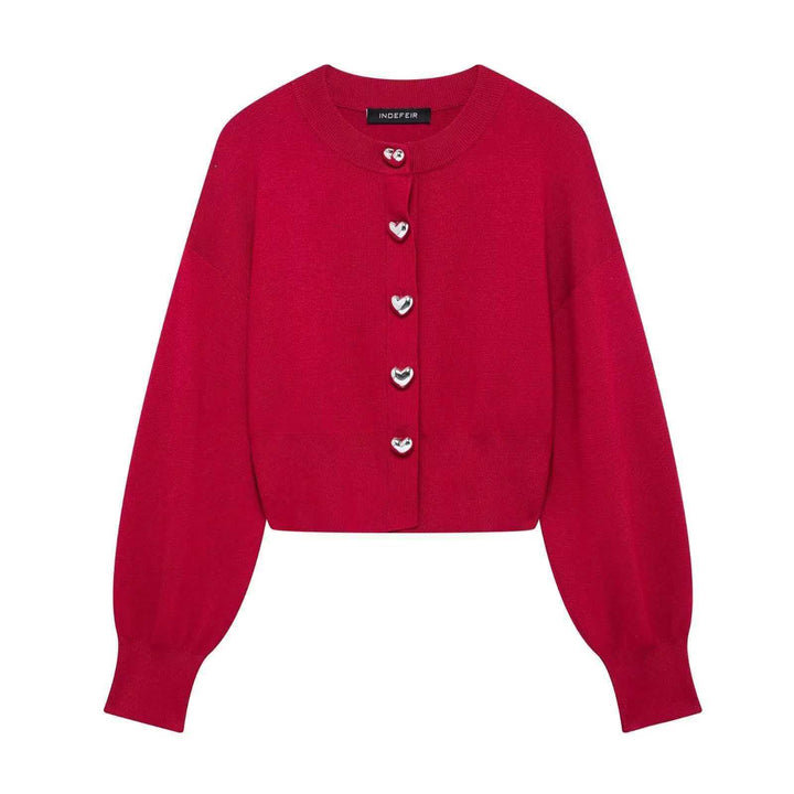 Cardigan élégant pour femmes avec des boutons en forme de cœur Chic & Stil
