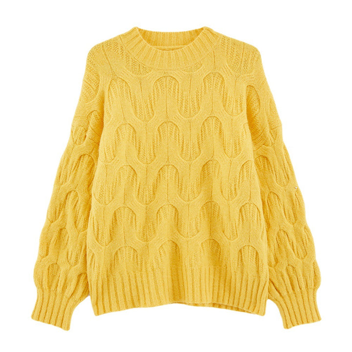 Ladies Stylish Knit Sweater with Unique Wave Pattern Chic & Stil