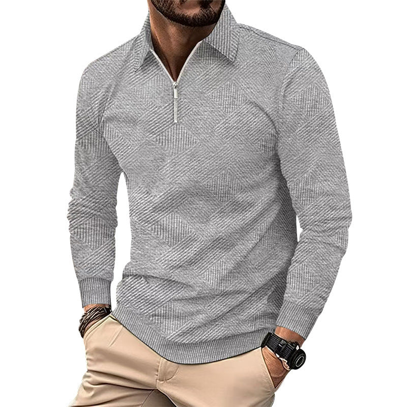 Fashion high collar sweater for men with structured fabric and zipper Lune London