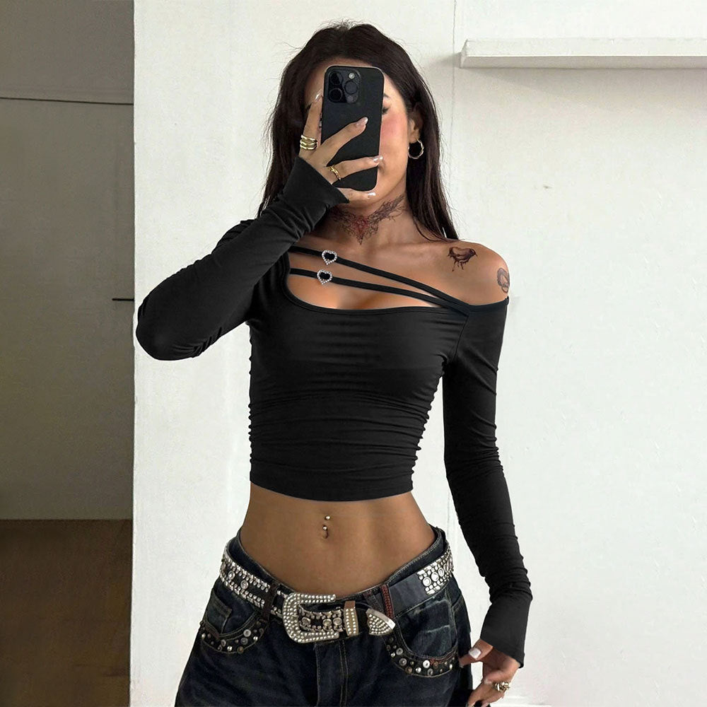 Elegant asymmetrical top for women with refined strap details Chic & Stil