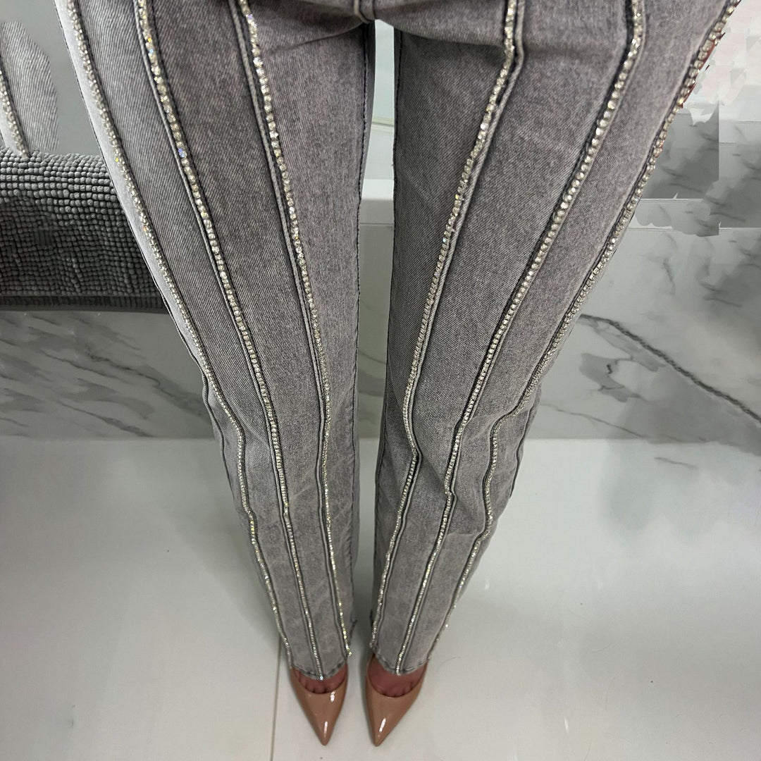Women Glamour Jeans with Shimmering Applications Lune London