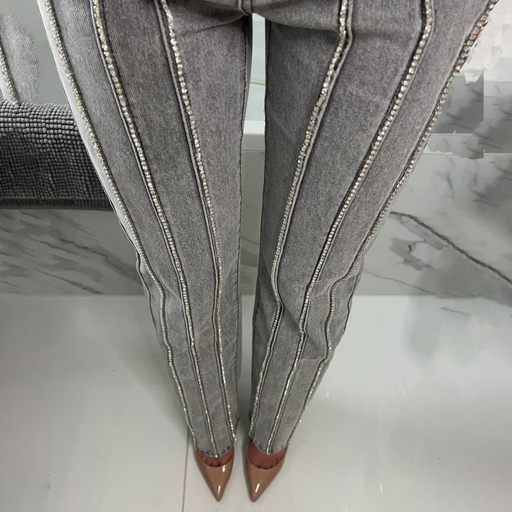 Women Glamour Jeans with Shimmering Applications Lune London